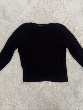Zara Black Long Sleeve Knit Top